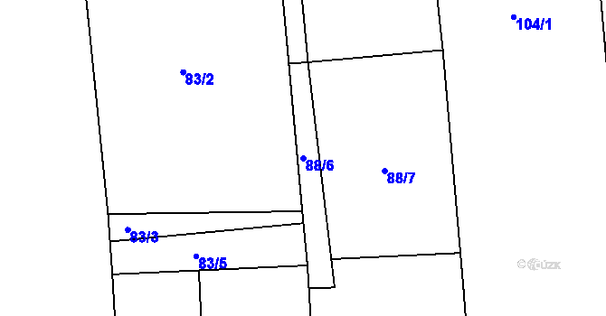 Parcela st. 88/6 v KÚ Hájov, Katastrální mapa