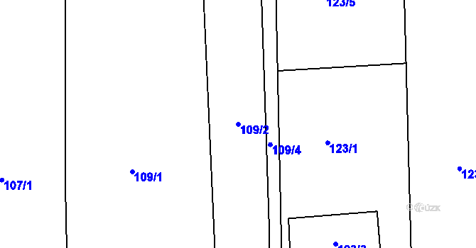 Parcela st. 109/2 v KÚ Hájov, Katastrální mapa