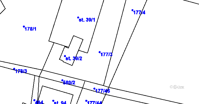 Parcela st. 177/3 v KÚ Hájov, Katastrální mapa