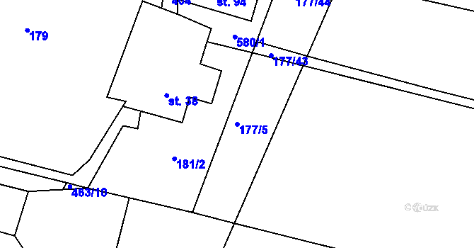 Parcela st. 177/5 v KÚ Hájov, Katastrální mapa