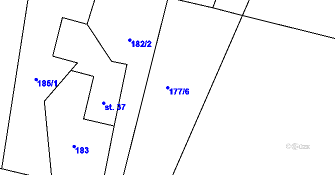Parcela st. 177/6 v KÚ Hájov, Katastrální mapa