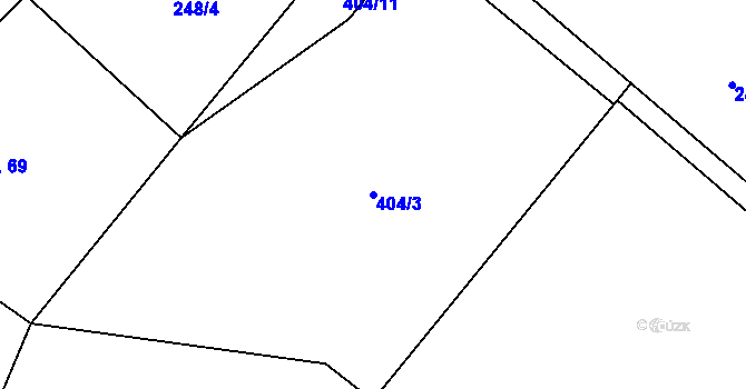 Parcela st. 404/3 v KÚ Hájov, Katastrální mapa