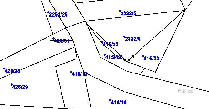 Parcela st. 415/42 v KÚ Hájov, Katastrální mapa