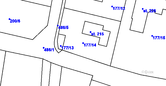 Parcela st. 177/14 v KÚ Hájov, Katastrální mapa