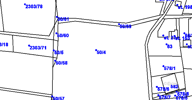 Parcela st. 50/4 v KÚ Hájov, Katastrální mapa