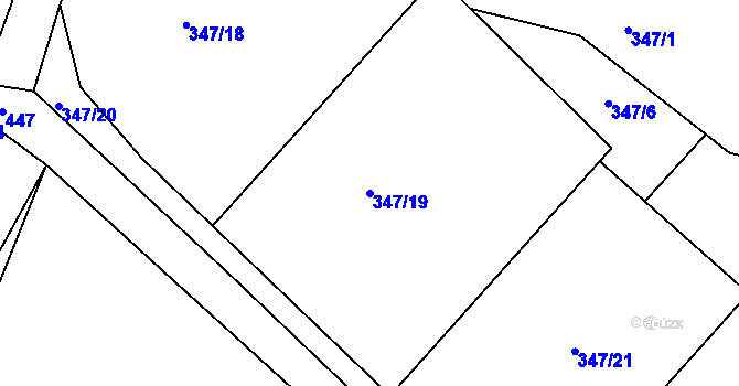 Parcela st. 347/19 v KÚ Hájov, Katastrální mapa