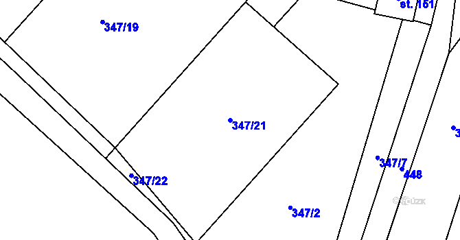 Parcela st. 347/21 v KÚ Hájov, Katastrální mapa