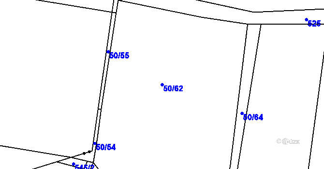 Parcela st. 50/62 v KÚ Hájov, Katastrální mapa