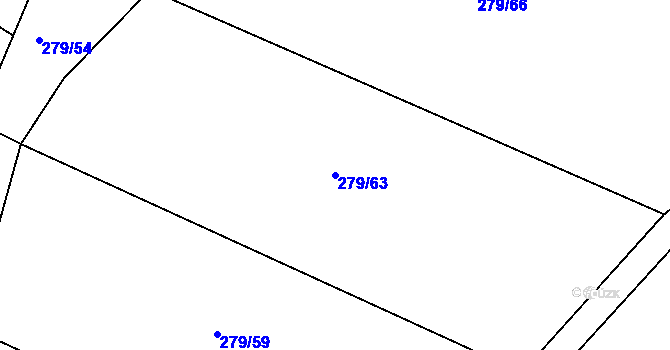 Parcela st. 279/63 v KÚ Hájov, Katastrální mapa