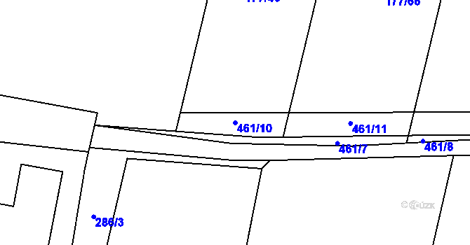 Parcela st. 461/10 v KÚ Hájov, Katastrální mapa