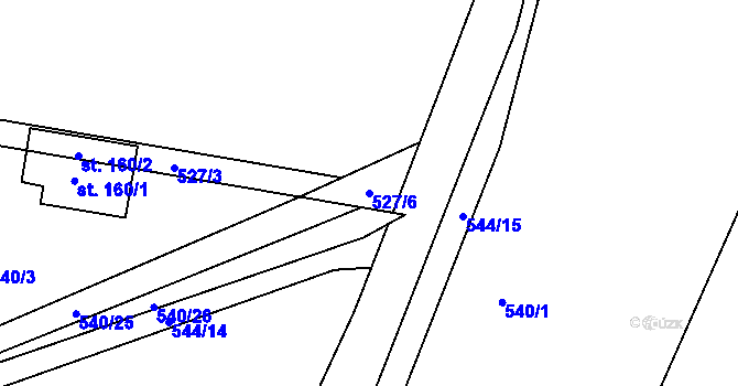 Parcela st. 527/6 v KÚ Hájov, Katastrální mapa