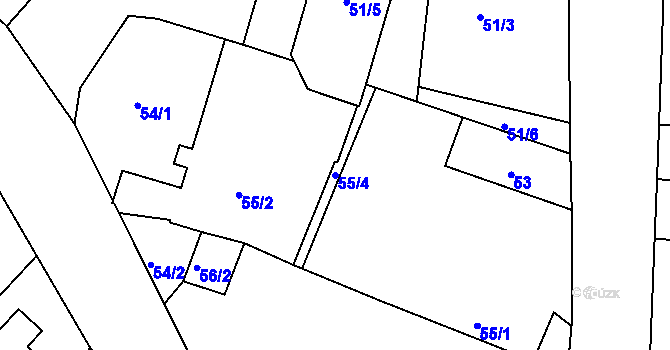 Parcela st. 55/4 v KÚ Haklovy Dvory, Katastrální mapa