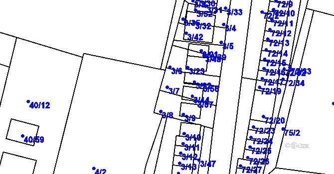 Parcela st. 3/7 v KÚ Haklovy Dvory, Katastrální mapa