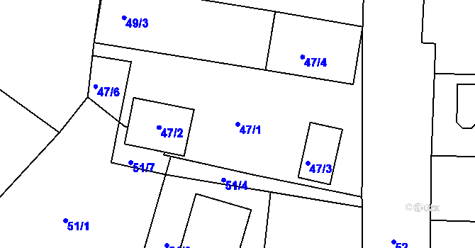 Parcela st. 47/1 v KÚ Haklovy Dvory, Katastrální mapa