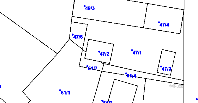 Parcela st. 47/2 v KÚ Haklovy Dvory, Katastrální mapa