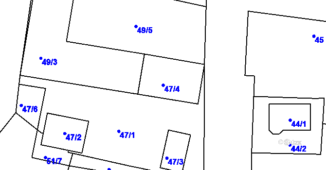 Parcela st. 47/4 v KÚ Haklovy Dvory, Katastrální mapa