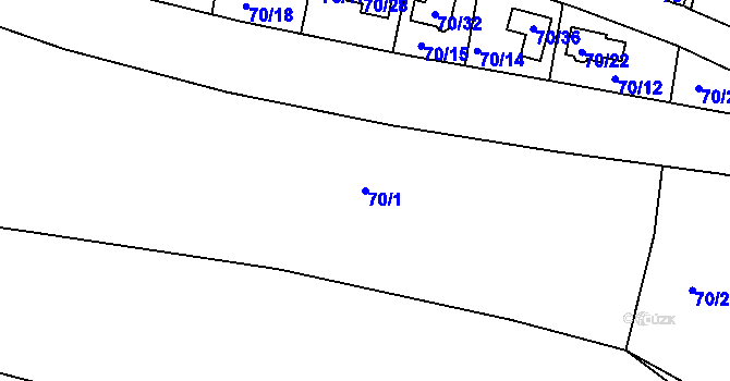 Parcela st. 70/1 v KÚ Haklovy Dvory, Katastrální mapa