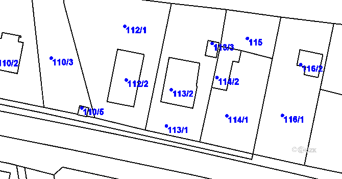 Parcela st. 113/2 v KÚ Haklovy Dvory, Katastrální mapa