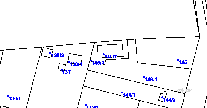 Parcela st. 146/2 v KÚ Haklovy Dvory, Katastrální mapa