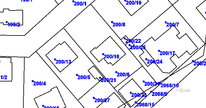 Parcela st. 200/18 v KÚ Haklovy Dvory, Katastrální mapa