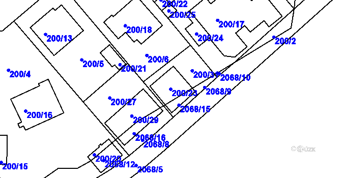 Parcela st. 200/23 v KÚ Haklovy Dvory, Katastrální mapa