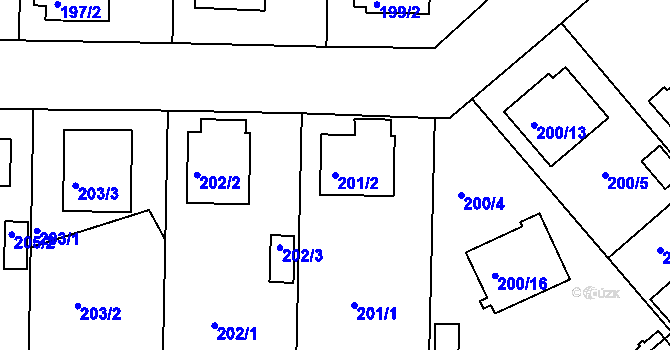 Parcela st. 201/2 v KÚ Haklovy Dvory, Katastrální mapa