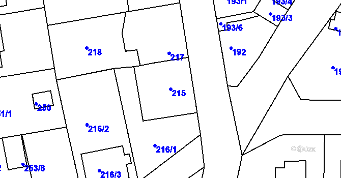 Parcela st. 215 v KÚ Haklovy Dvory, Katastrální mapa