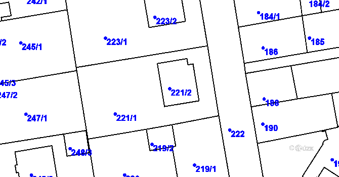 Parcela st. 221/2 v KÚ Haklovy Dvory, Katastrální mapa