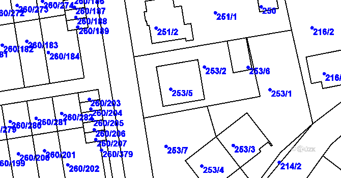 Parcela st. 253/5 v KÚ Haklovy Dvory, Katastrální mapa