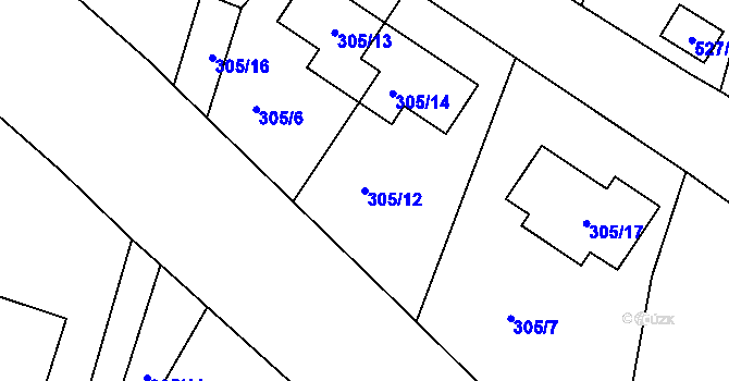 Parcela st. 305/12 v KÚ Haklovy Dvory, Katastrální mapa