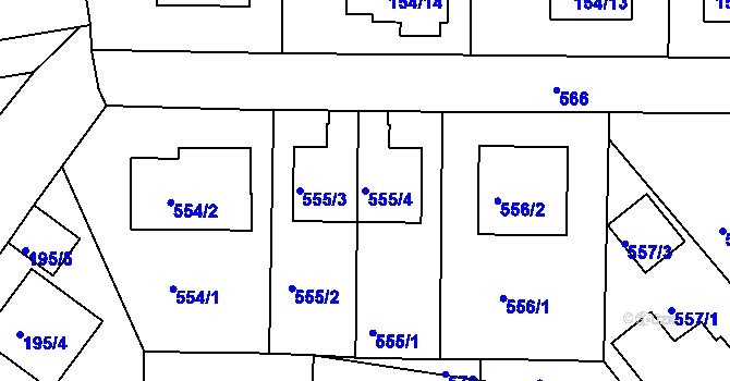 Parcela st. 555/4 v KÚ Haklovy Dvory, Katastrální mapa