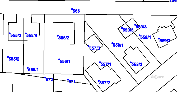 Parcela st. 557/3 v KÚ Haklovy Dvory, Katastrální mapa