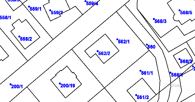 Parcela st. 562/2 v KÚ Haklovy Dvory, Katastrální mapa