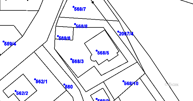 Parcela st. 568/5 v KÚ Haklovy Dvory, Katastrální mapa