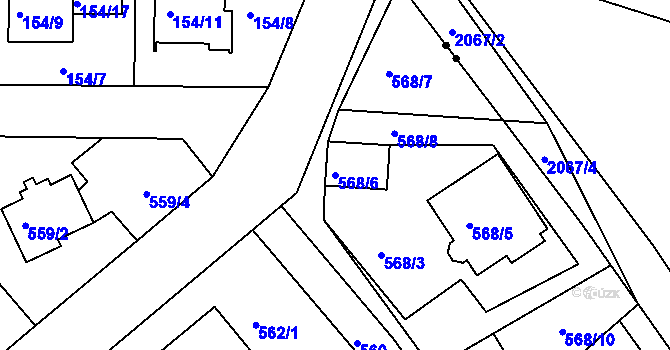 Parcela st. 568/6 v KÚ Haklovy Dvory, Katastrální mapa