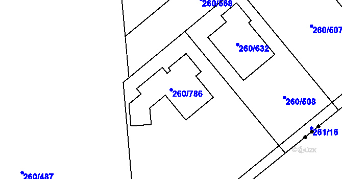 Parcela st. 260/786 v KÚ Haklovy Dvory, Katastrální mapa