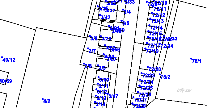 Parcela st. 3/44 v KÚ Haklovy Dvory, Katastrální mapa