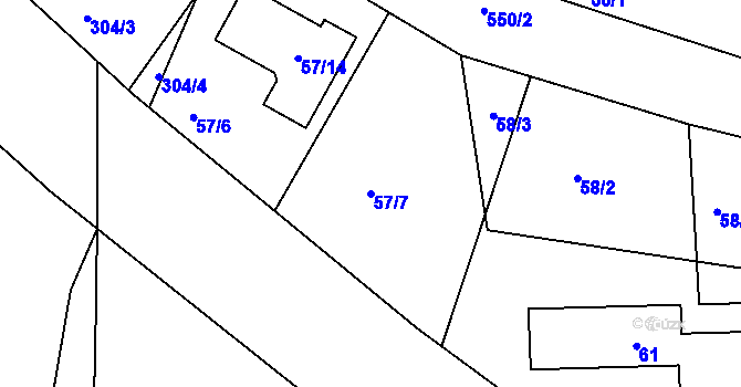 Parcela st. 57/7 v KÚ Haklovy Dvory, Katastrální mapa