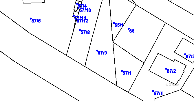 Parcela st. 57/9 v KÚ Haklovy Dvory, Katastrální mapa