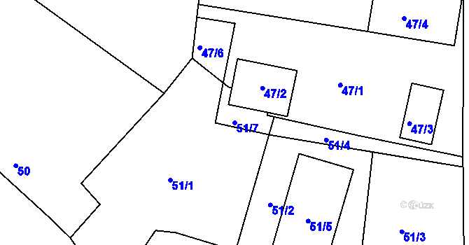 Parcela st. 51/7 v KÚ Haklovy Dvory, Katastrální mapa
