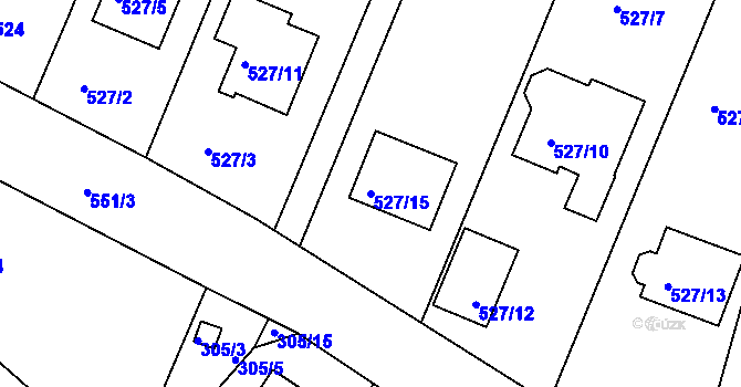 Parcela st. 527/15 v KÚ Haklovy Dvory, Katastrální mapa