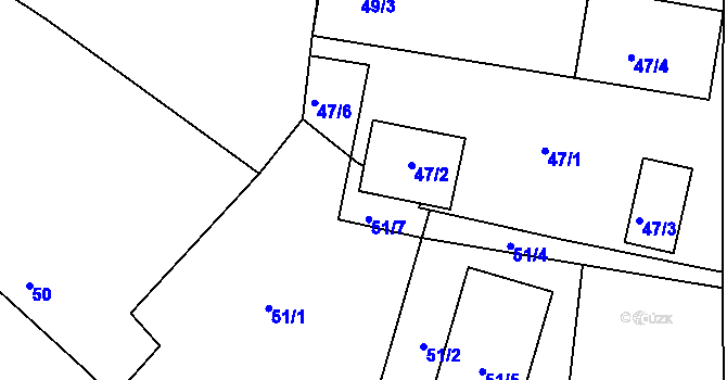Parcela st. 47/5 v KÚ Haklovy Dvory, Katastrální mapa