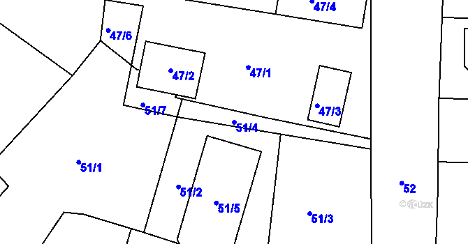 Parcela st. 51/4 v KÚ Haklovy Dvory, Katastrální mapa