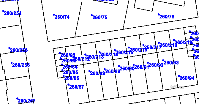 Parcela st. 260/214 v KÚ Haklovy Dvory, Katastrální mapa