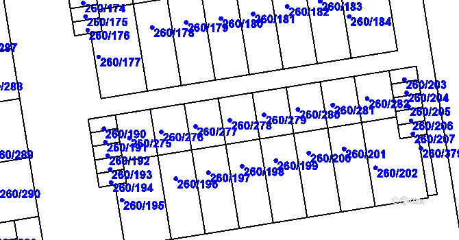 Parcela st. 260/278 v KÚ Haklovy Dvory, Katastrální mapa
