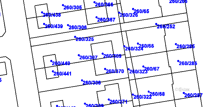 Parcela st. 260/369 v KÚ Haklovy Dvory, Katastrální mapa