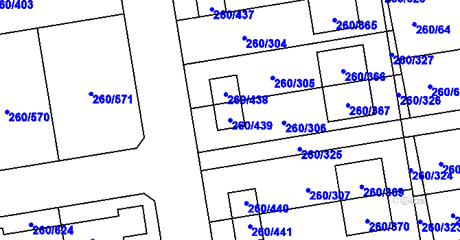 Parcela st. 260/439 v KÚ Haklovy Dvory, Katastrální mapa