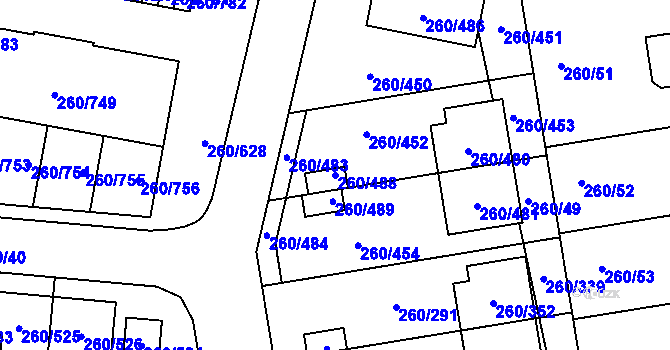 Parcela st. 260/488 v KÚ Haklovy Dvory, Katastrální mapa