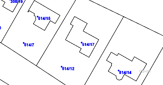 Parcela st. 514/17 v KÚ Haklovy Dvory, Katastrální mapa