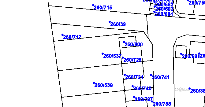Parcela st. 260/537 v KÚ Haklovy Dvory, Katastrální mapa